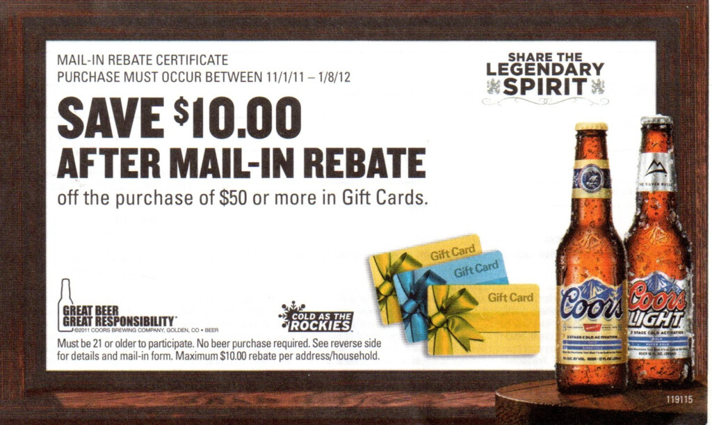 Coupon STL Coors Beer Rebate 10 On Gift Card Purchase