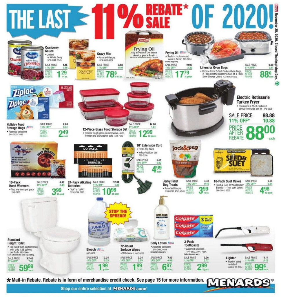 Menards 11 Rebate Sale Ad Nov 15 Nov 25 2020