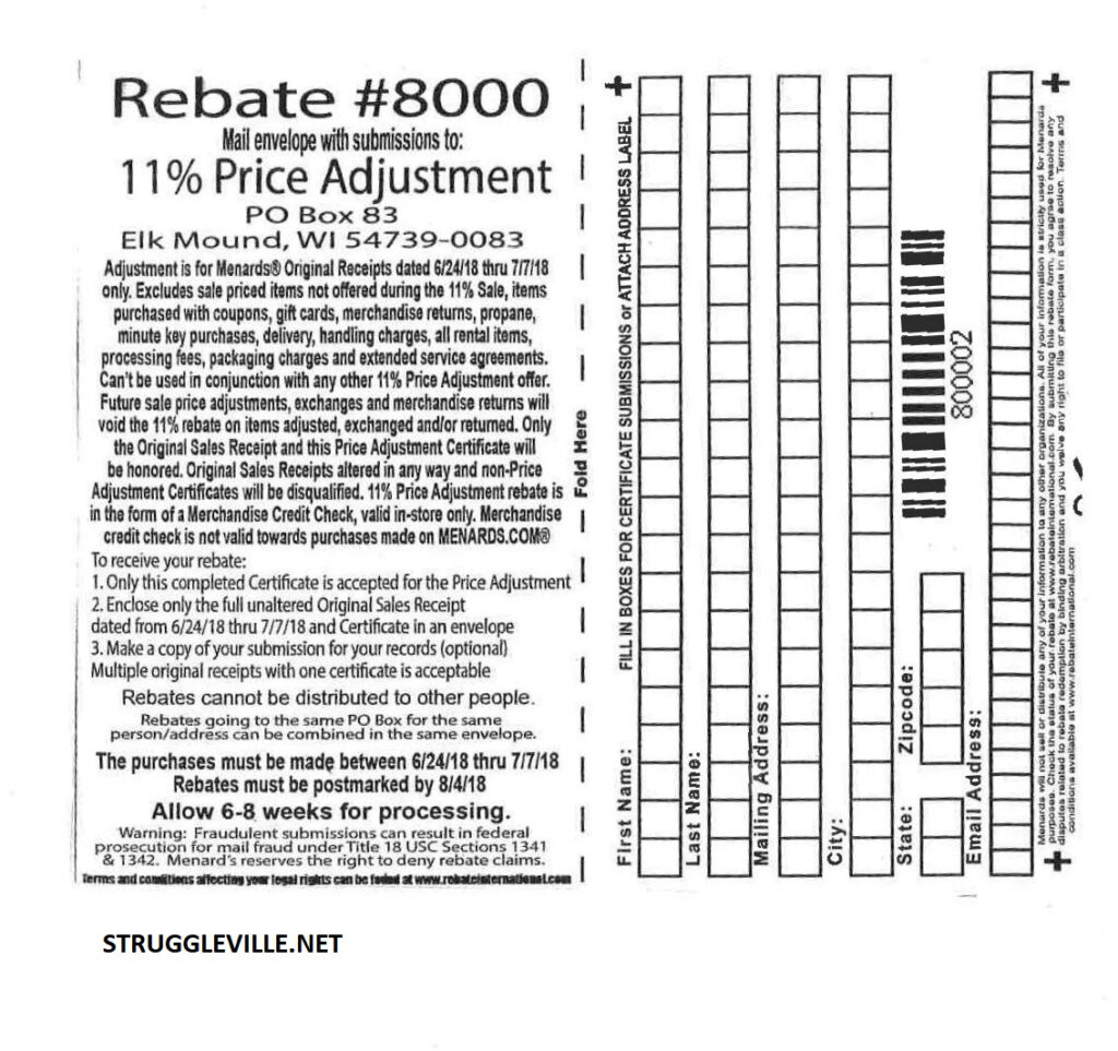 Menards 11 Price Adjustment Rebate Form 2022 MenardsRebate Form