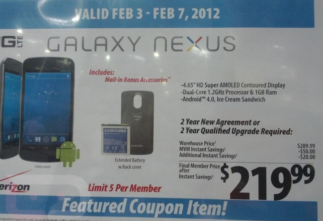 Costco Offering Verizon Galaxy Nexus For 219 Extended Battery 