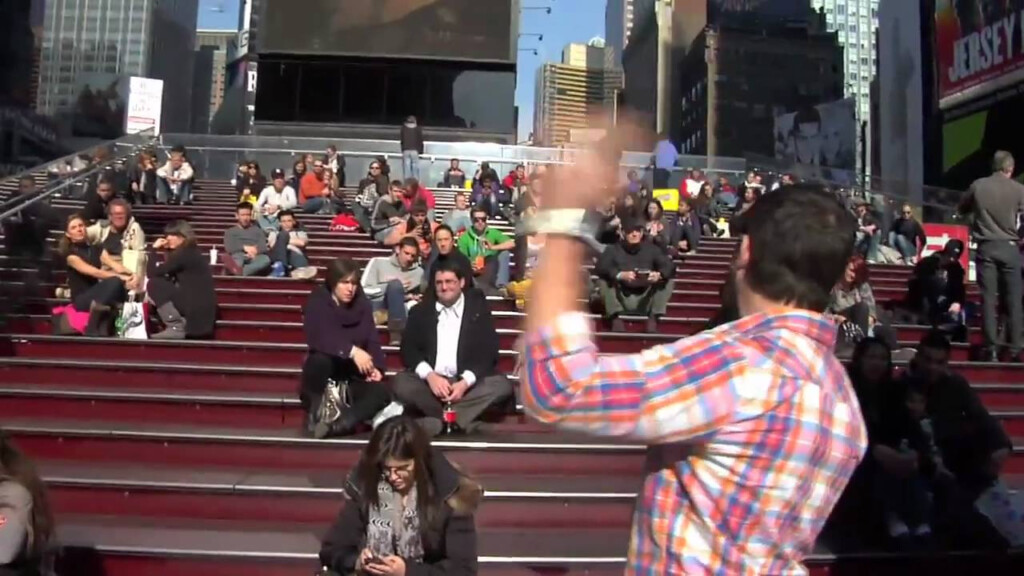 Derek Goes Crazy For Online Tax Rebate In Times Square For The End Of 