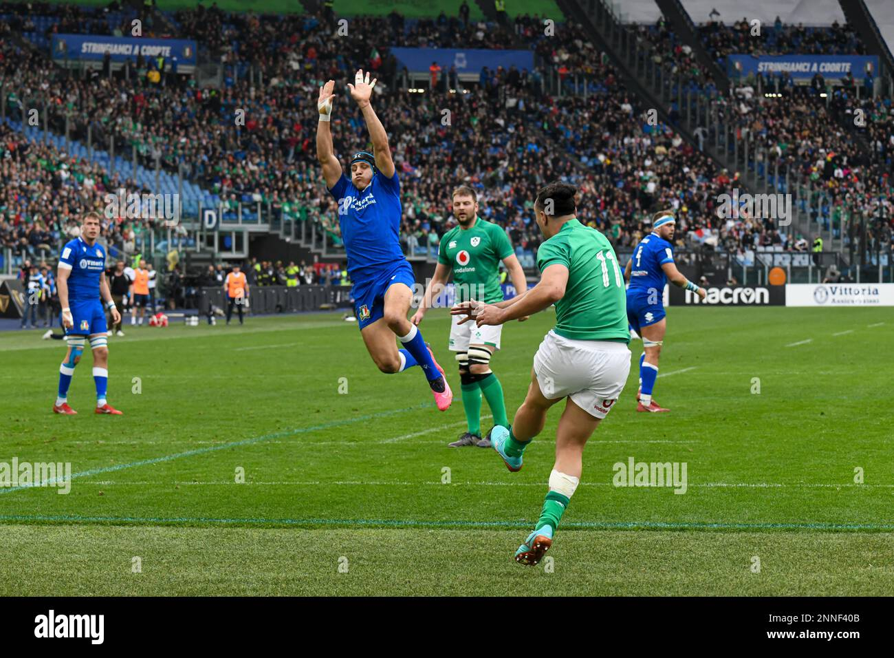 Rome Italy 25th Feb 2023 James Lowe 11 Of Ireland Kick During Six